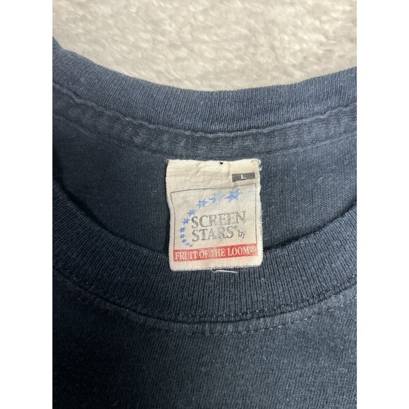 Vintage 90s Deutschland Germany Graphic T-Shirt Black Size Large Screen Stars - Picture 3 of 7